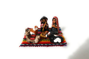 Miniature Nativity Scene on a Manta Peruvian Style 1.25” Tall