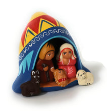 Load image into Gallery viewer, Miniature Peruvian Nativity Scene inside a Peruvian Beanie Chullo Peruvian Christmas Andean Style 2.5&quot; Tall