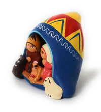 Load image into Gallery viewer, Miniature Peruvian Nativity Scene inside a Peruvian Beanie Chullo Peruvian Christmas Andean Style 2.5&quot; Tall