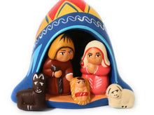 Load image into Gallery viewer, Miniature Peruvian Nativity Scene inside a Peruvian Beanie Chullo Peruvian Christmas Andean Style 2.5&quot; Tall