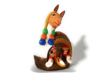 Load image into Gallery viewer, Peruvian Nativity inside a Llama Christmas Decor Ceramic Pottery Folk Art Nacimiento Scene 6&quot; Tall