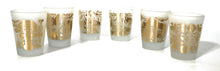 Load image into Gallery viewer, Frosted Shot Glasses Engraved with Gold Color Peruvian Style Inca Culture Set of 6 Pieces