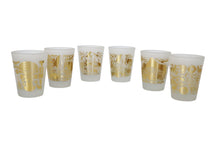 Load image into Gallery viewer, Frosted Shot Glasses Engraved with Gold Color Peruvian Style Inca Culture Set of 6 Pieces