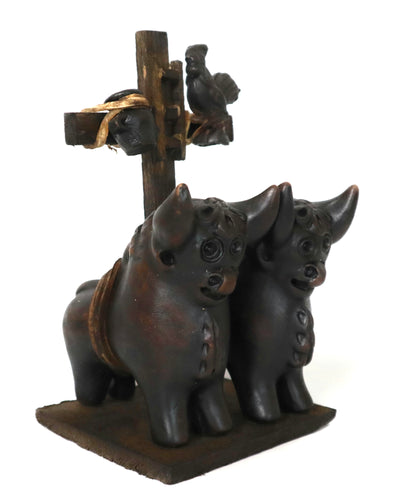 Pucara Bulls Toritos de Pucara Peruvian Ceramic Bulls Amulet Antiqued Pottery Brown Color 9