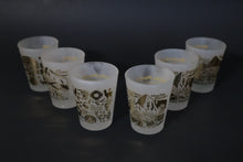 Load image into Gallery viewer, Frosted Shot Glasses Engraved with Gold Color Peruvian Style Inca Culture Set of 6 Pieces