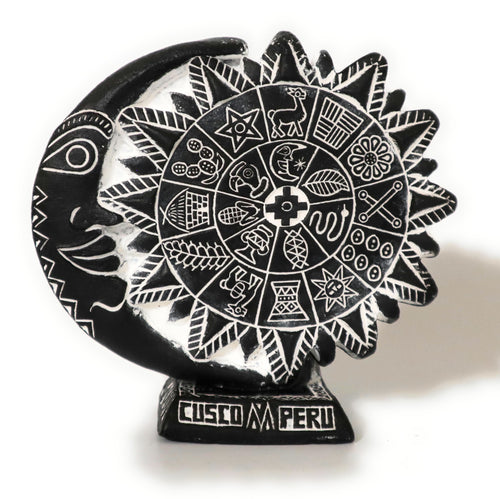 Decoratie Peruvian Sculpture Slate Stone Moon and Sun Inca Calendar Paper Weight Pen 4