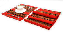 Load image into Gallery viewer, Placemats for Dinner Manta Textile Rustic Native Table Mats Orange Dining Decor Placemats Peruvian Ethnic Textile Manta, Tapestries 16&quot; L x 13&quot; W Set of 4