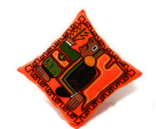 Load image into Gallery viewer, Wool Cushion Cover Moche Culture Deity Orange Color 17&quot; L x 16.5&quot; W