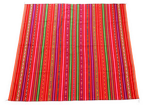 Tapestry Throw Blanket Manta Peruvian Art, Textile Multicolor, Orange, Pink, Green. 47.24"L x 47.24"W