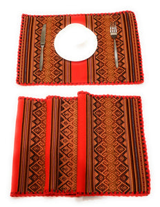 Placemats for Dinner Manta Textile Rustic Native. Peruvian Ethnic Textile Set of 4